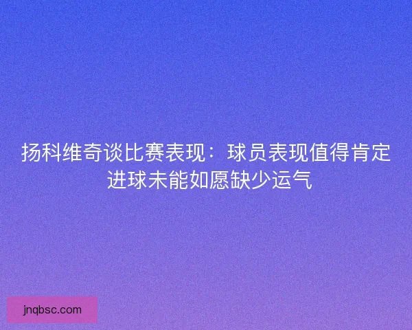 扬科维奇谈比赛表现：球员表现值得肯定 进球未能如愿缺少运气