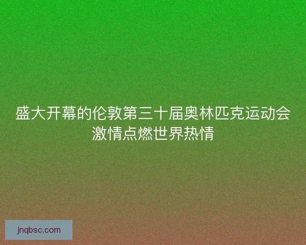 盛大开幕的伦敦第三十届奥林匹克运动会激情点燃世界热情